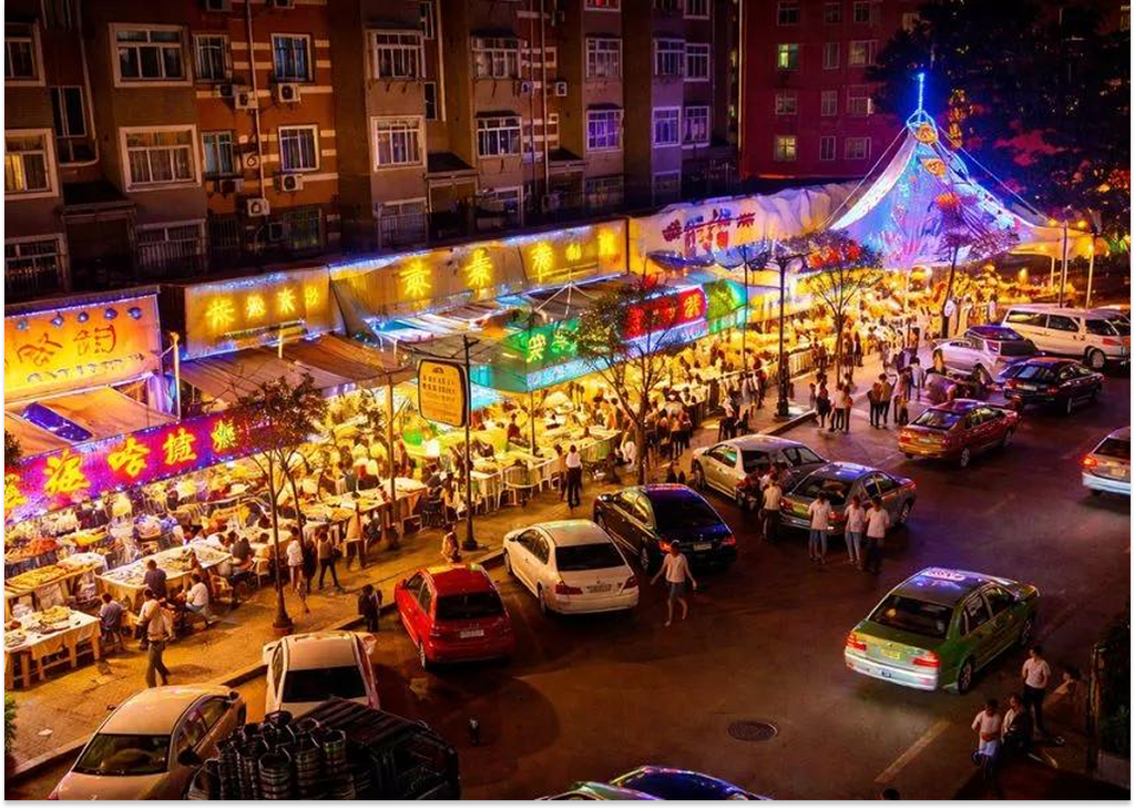 Taxi đưa khách du lịch đến khu phố đêm Taidong tại Thanh Đảo