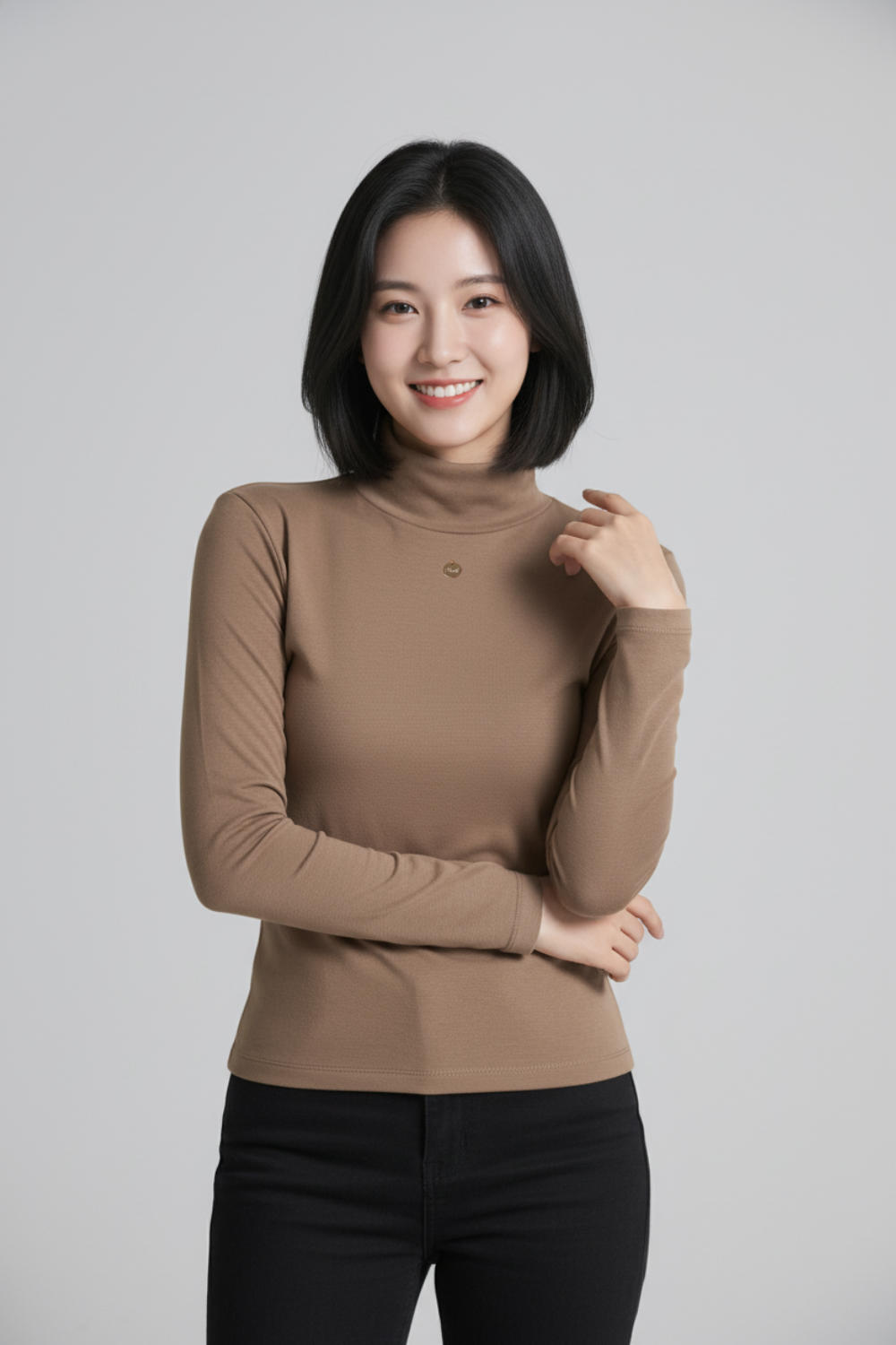 Áo giữ nhiệt nỉ lót lông cừu cổ 5cm đính tag trang trí