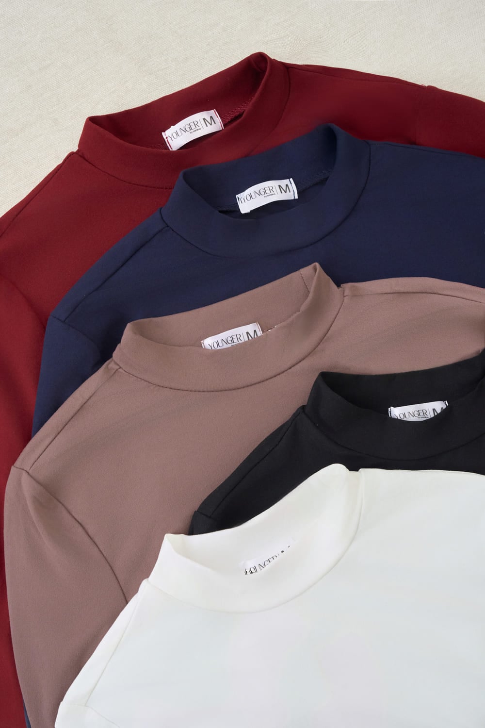 Áo giữ nhiệt nữ nỉ bông cotton dáng cổ 3cm basic