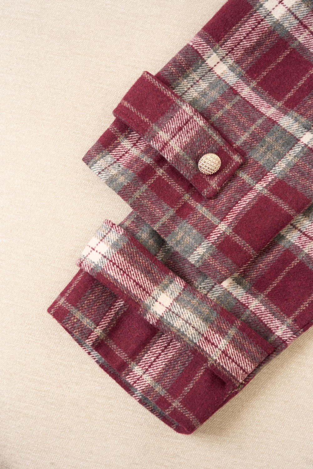 Áo khoác nữ dạ kẻ 2 lớp dáng ngắn Stella