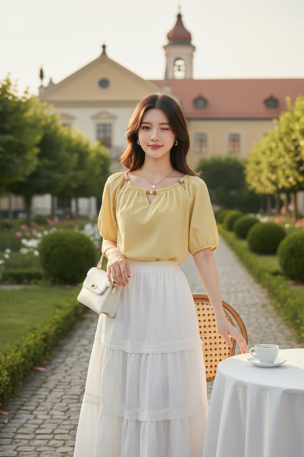 Áo tay cộc cổ thuyền rút nhún phối cách điệu chất thô gió