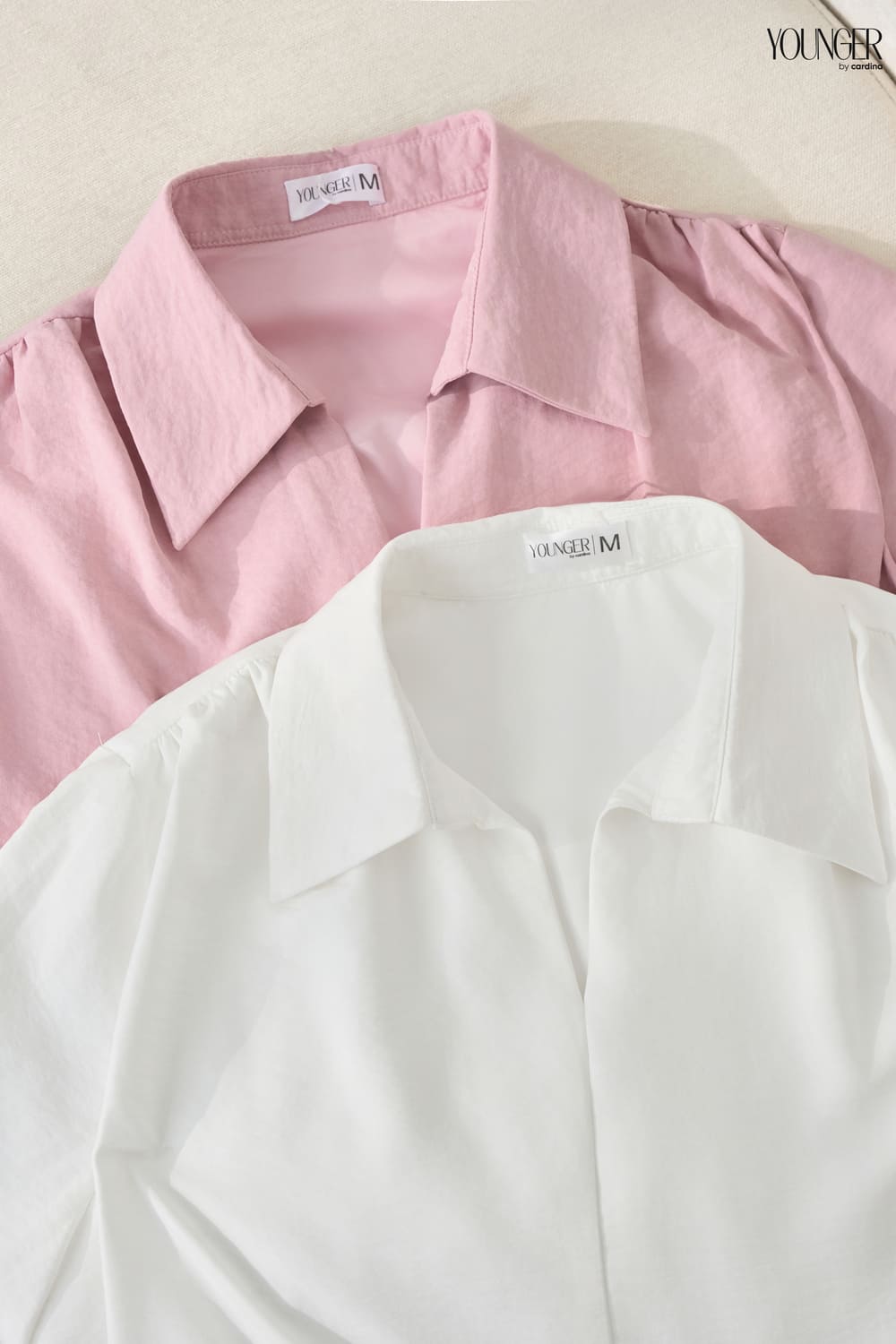 Áo sơ mi nữ Younger dòng Trẻ trung vải gió nhung dáng cổ đức dài tay gấu bo