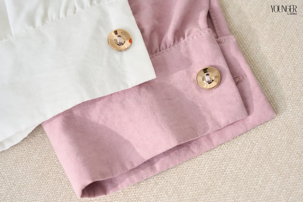 Áo sơ mi nữ Younger dòng Trẻ trung vải gió nhung dáng cổ đức dài tay gấu bo