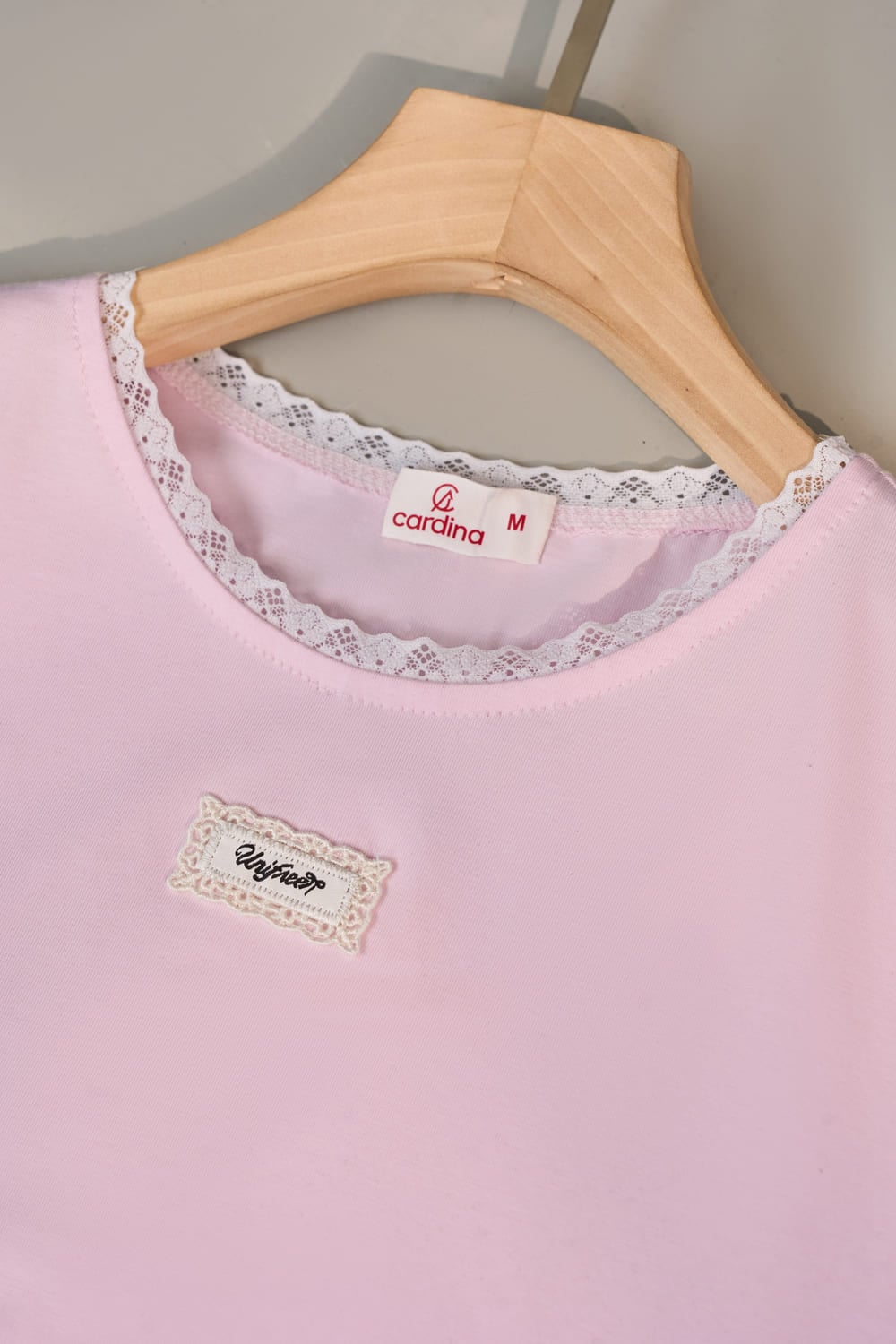 Áo Cotton Croptop nữ phối ren cổ tròn dáng ôm