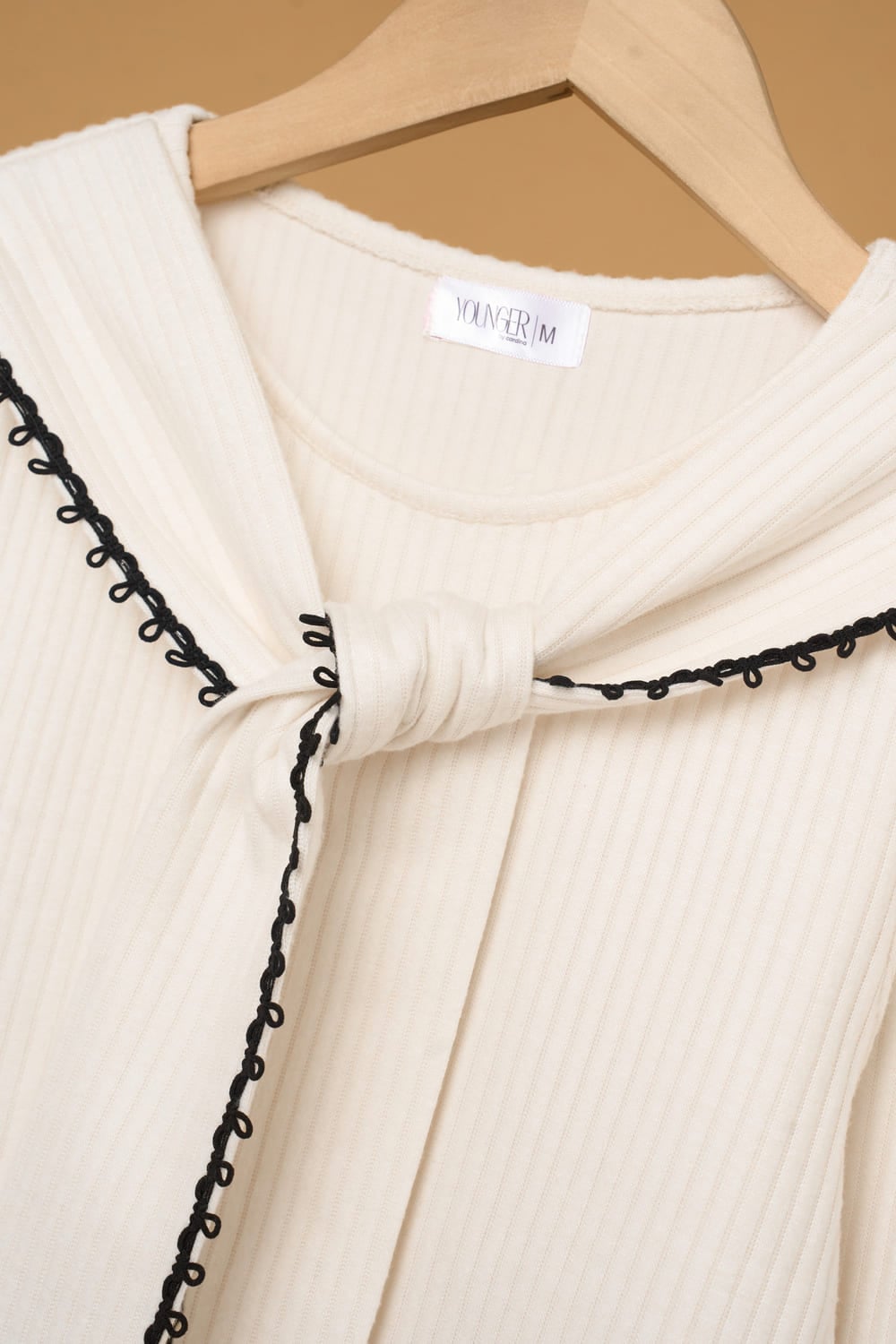 Áo len tăm nữ dài tay cổ phối giả khăn thắt nơ viền bèo