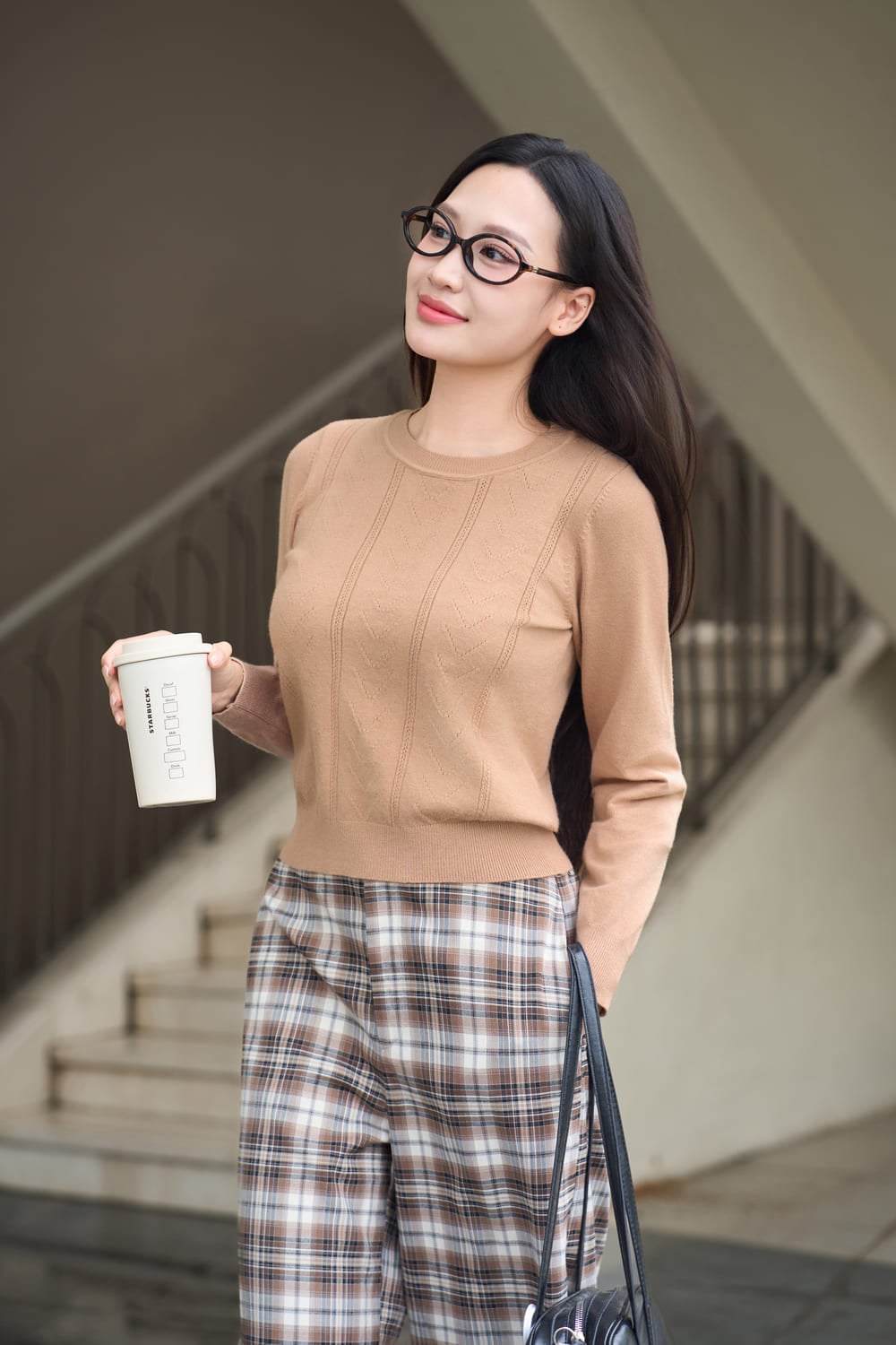 Áo len nữ lông thỏ dáng cơ bản cổ tròn bo gấu