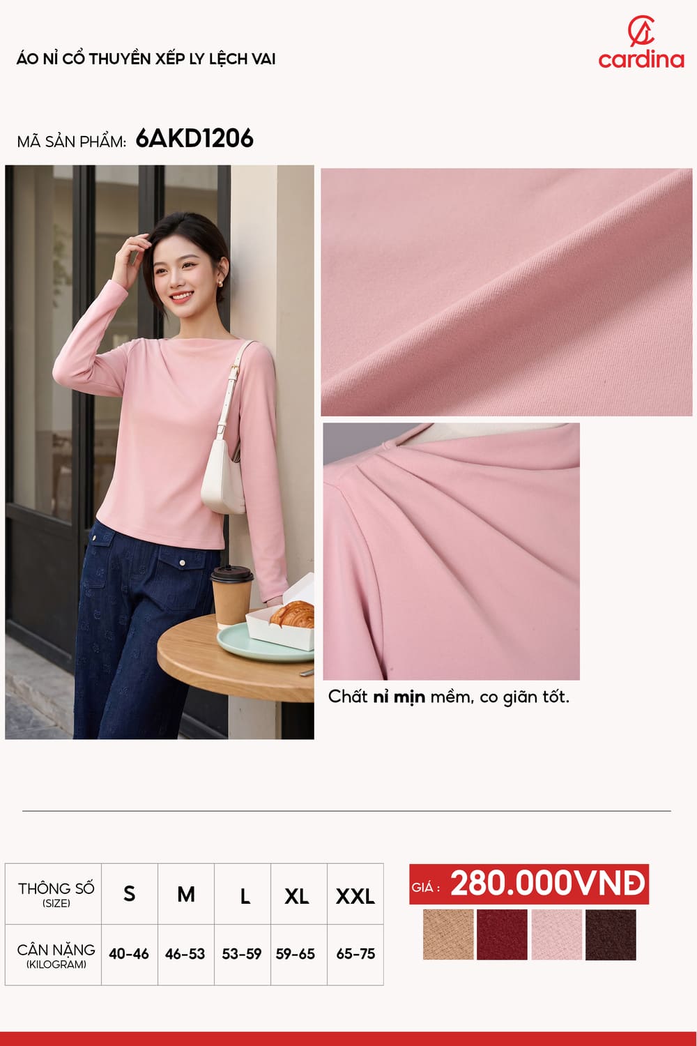 Áo kiểu cổ thuyền xếp ly lệch vai