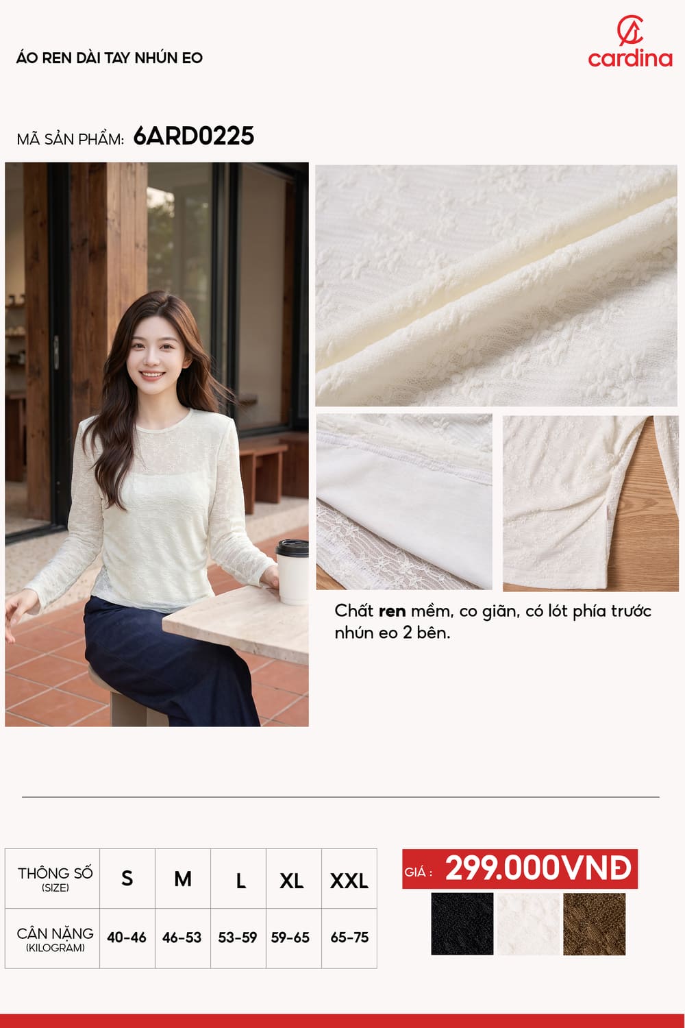 Áo ren dài tay nhún eo