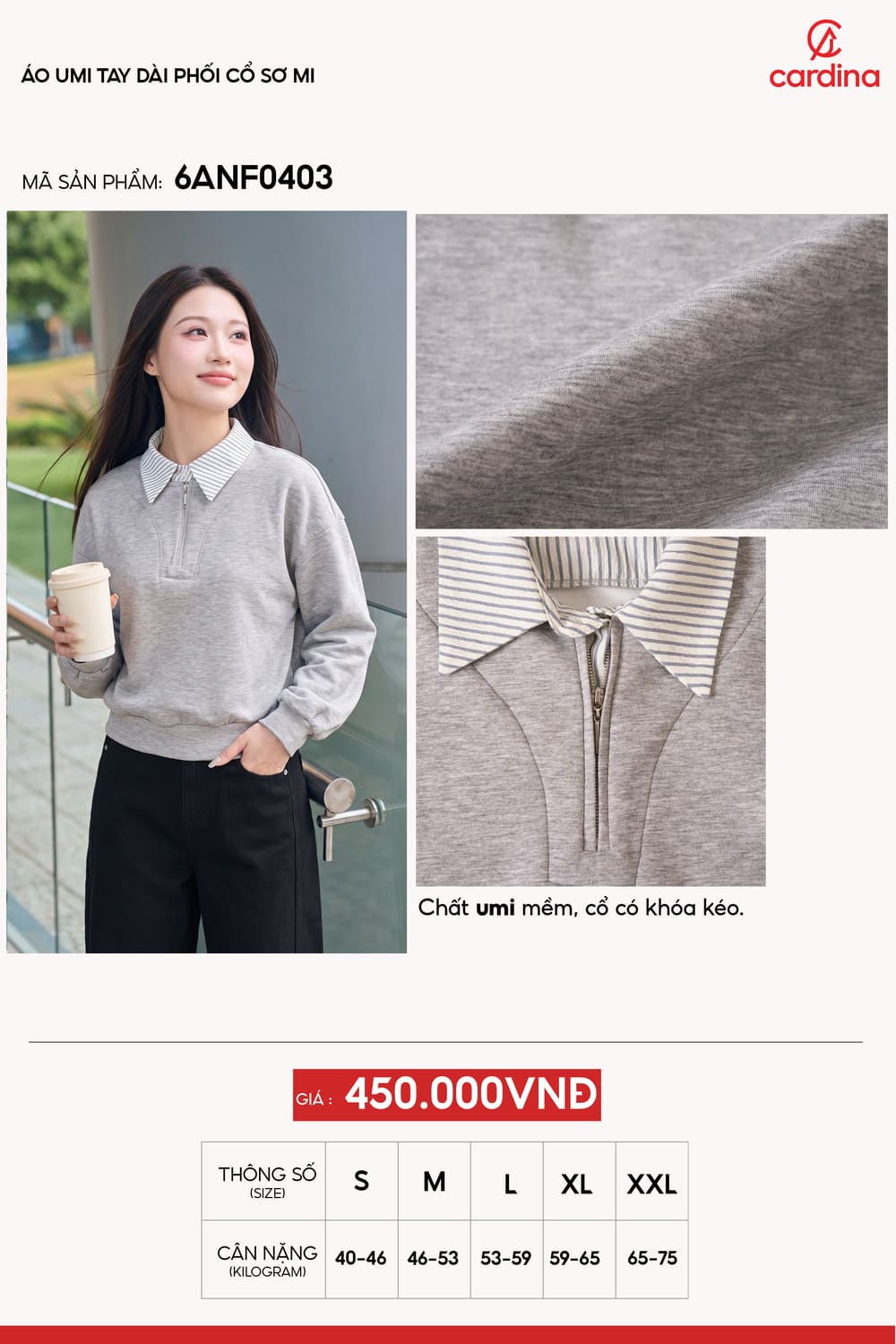 Áo kiểu tay dài phối cổ sơ mi