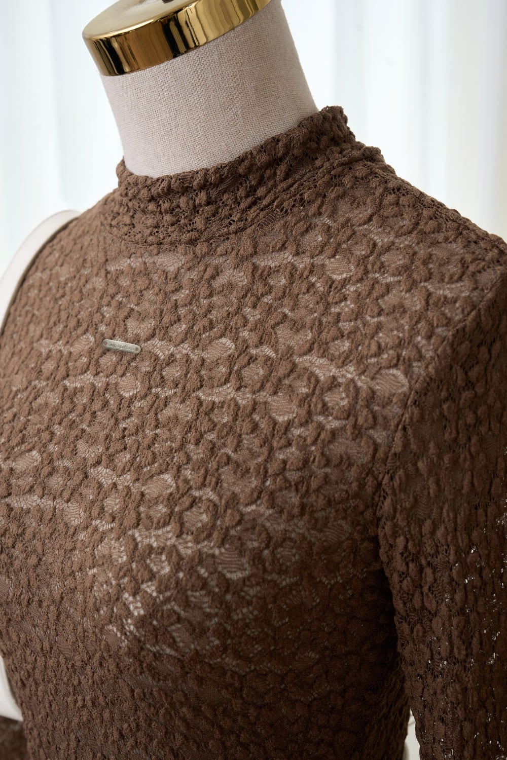 Áo giữ nhiệt nữ Younger vải ren hoa nổi 3D dáng dài tay cổ cao