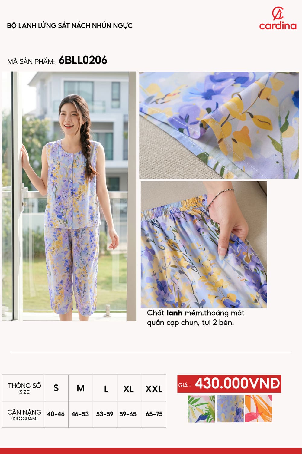 Bộ lanh lửng sát nách nhún ngực