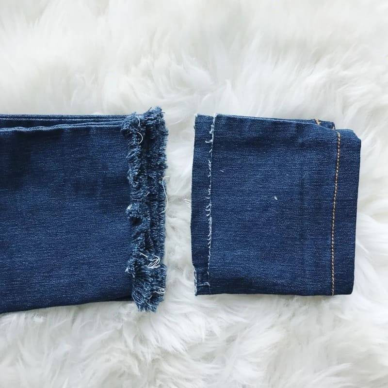 Cách cắt ống quần jean tua rua