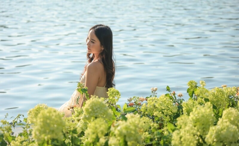 Hướng dẫn cách tạo dáng chụp ảnh cùng hoa cẩm tú cầu hồ Gươm cực thơ