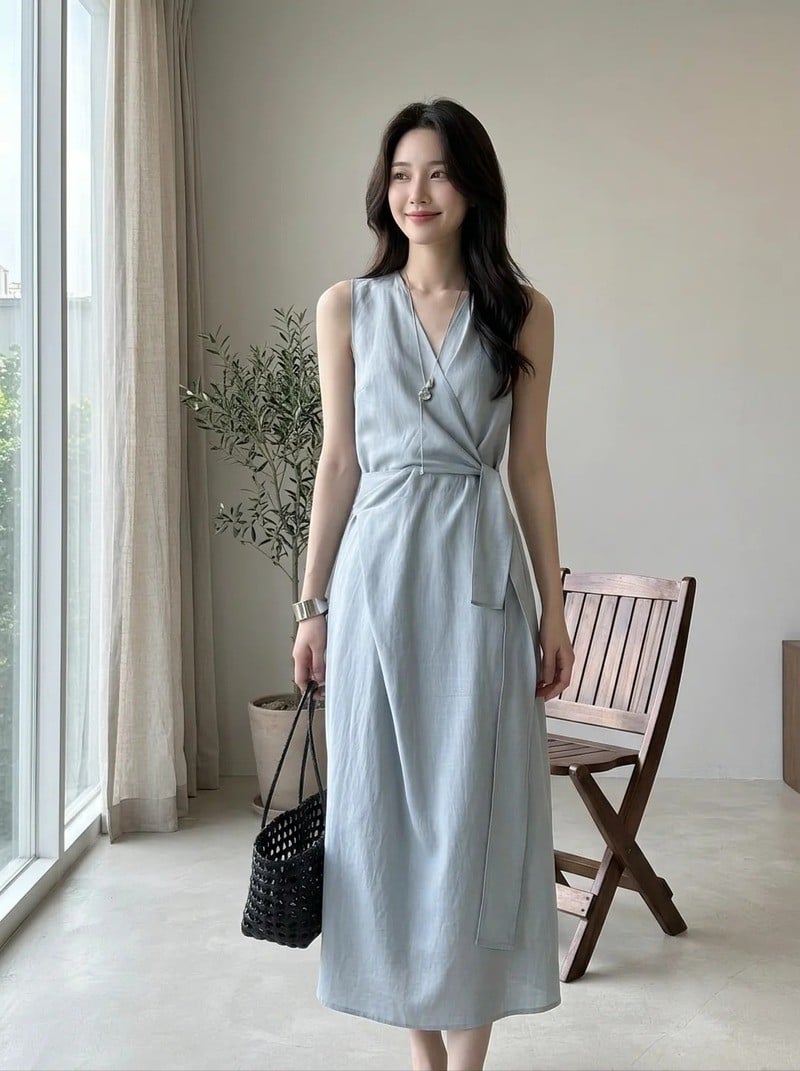 đầm dây suông rút eo quyến rũ