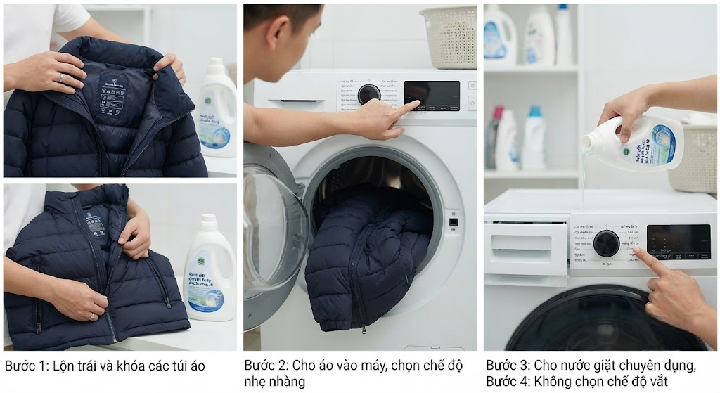 giặt áo phao lông vũ