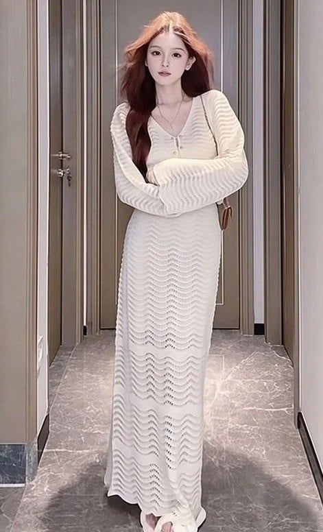 Mẫu váy thu đông hàn quốc