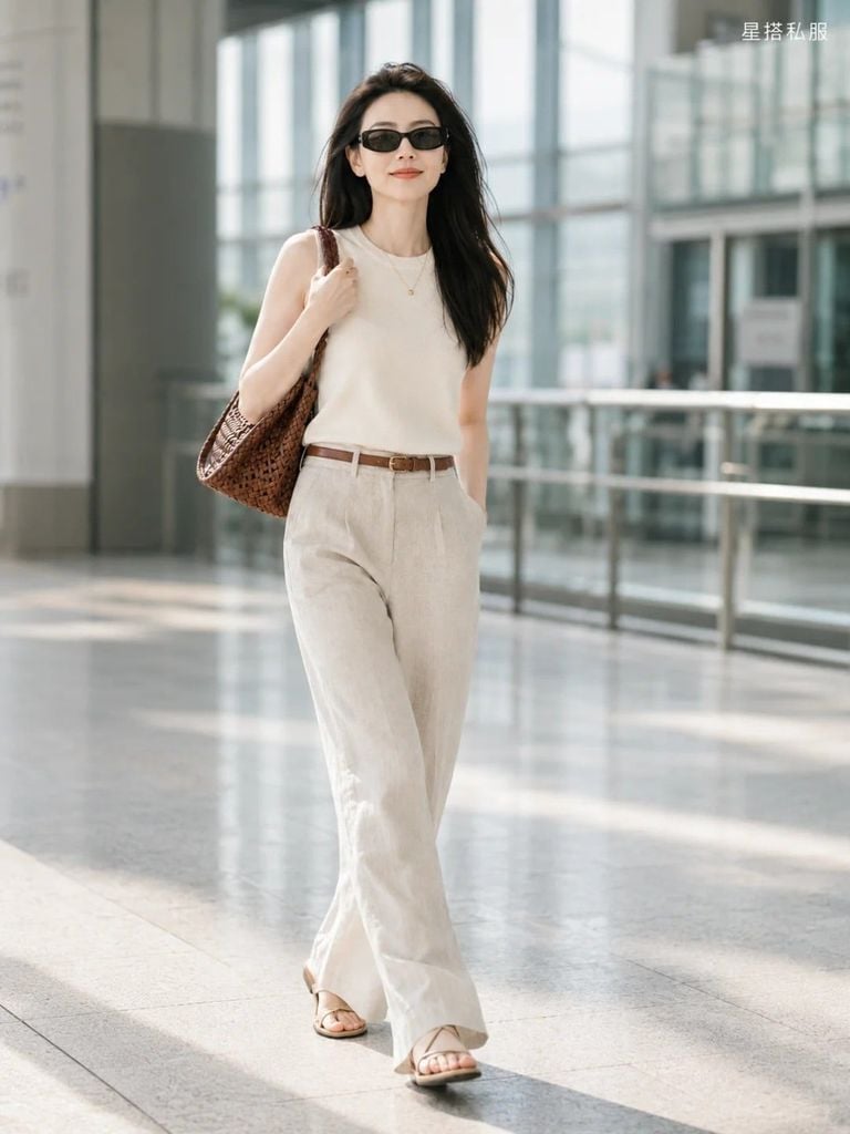 Quần đũi ống rộng mặc với áo gì