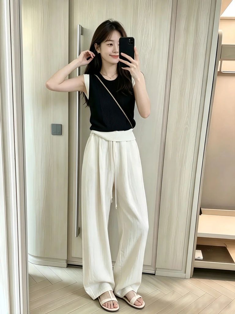 Quần đũi ống rộng mặc với áo gì