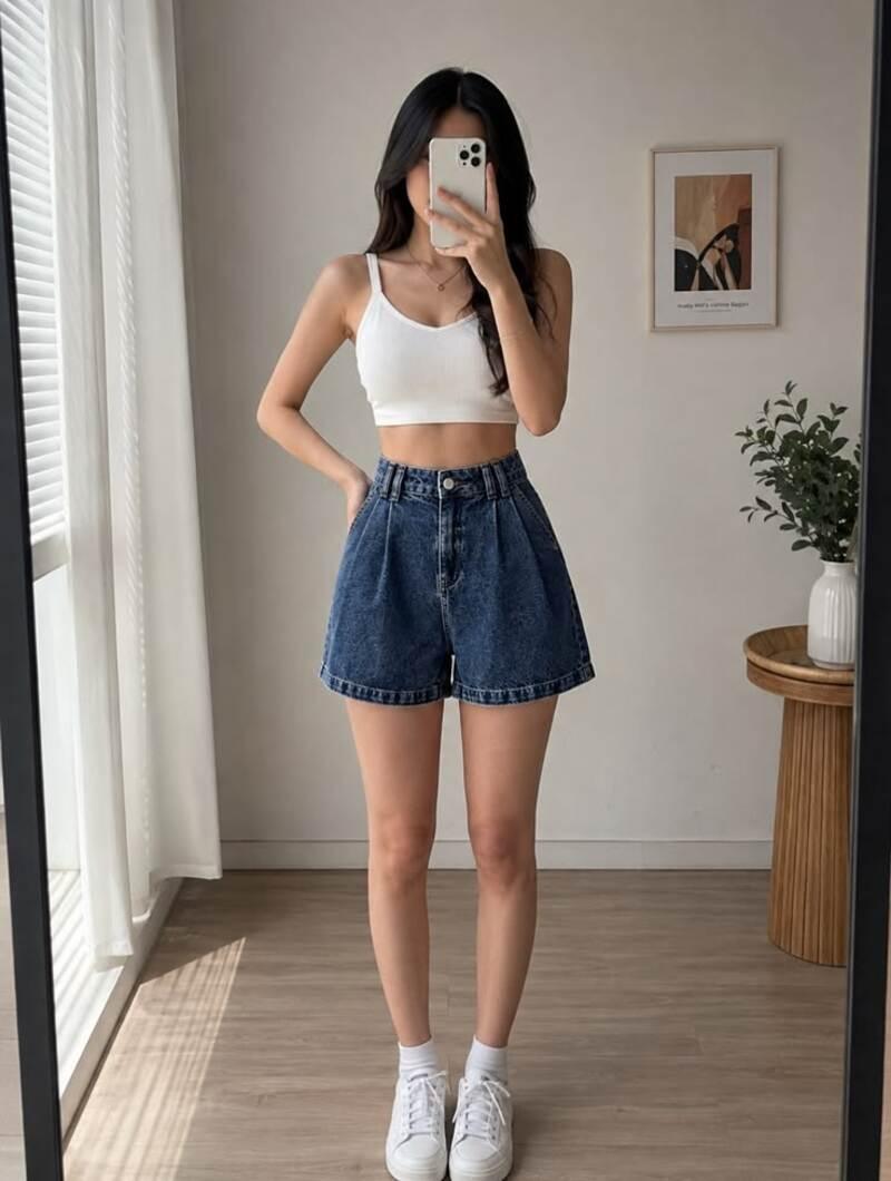 10+ cách phối đồ với quần short jean nữ trẻ trung, cuốn hút