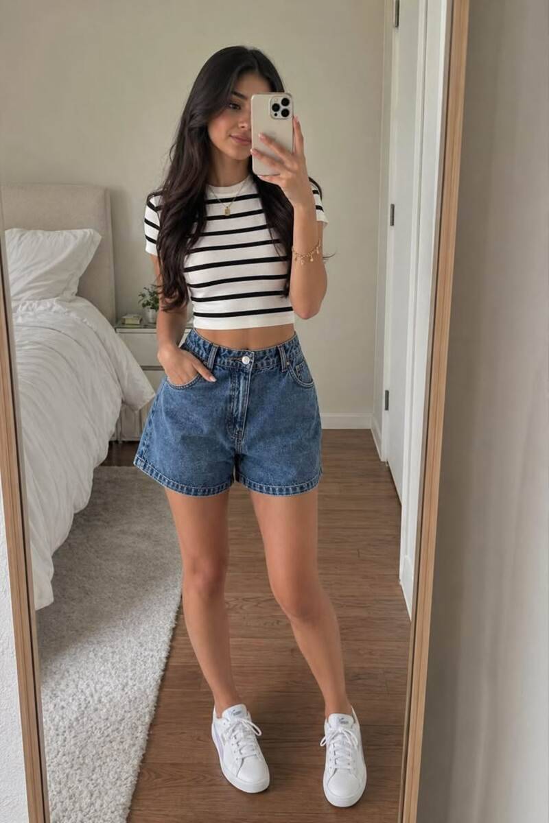10+ cách phối đồ với quần short jean nữ trẻ trung, cuốn hút