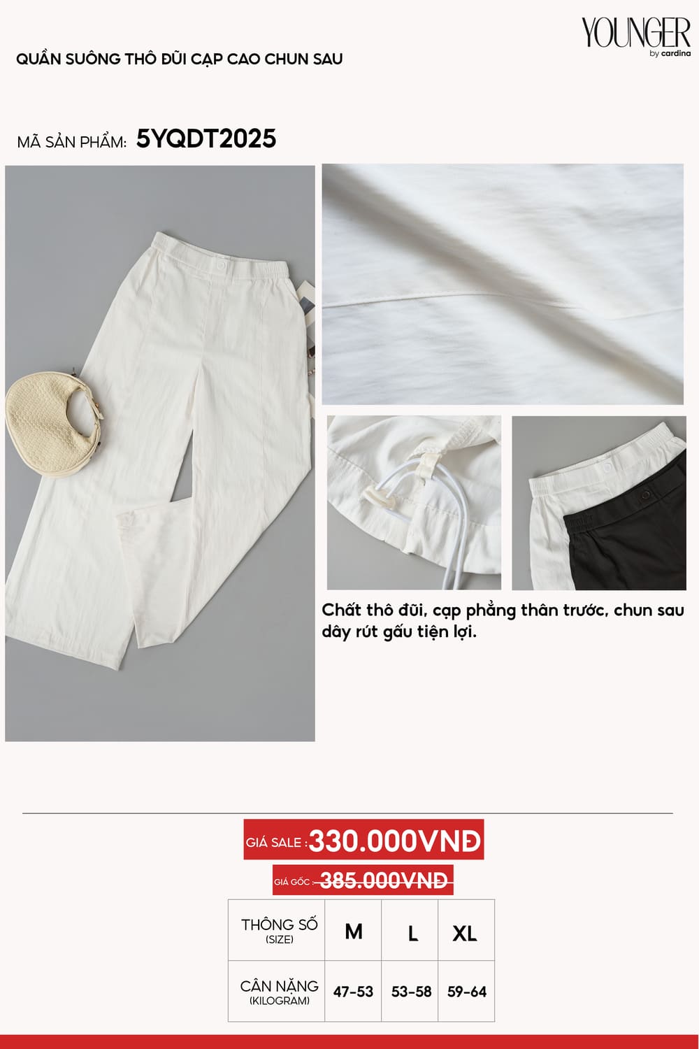 Quần suông thô đũi cạp cao chun sau