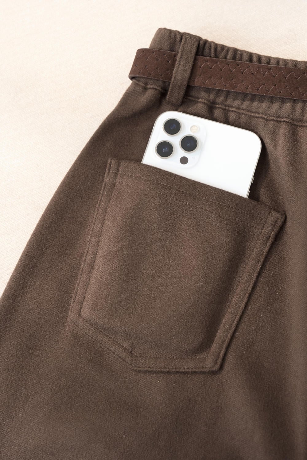 Quần suông dạ Ceci kèm đai cạp chun sau thời trang