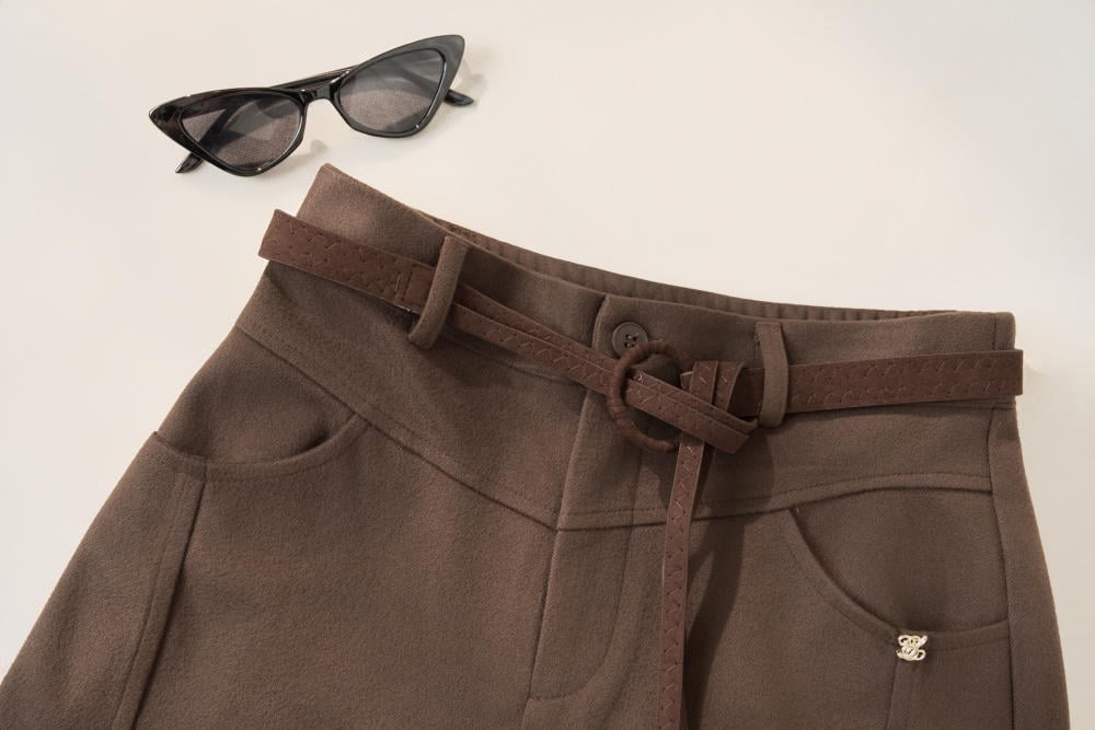 Quần suông dạ Ceci kèm đai cạp chun sau thời trang