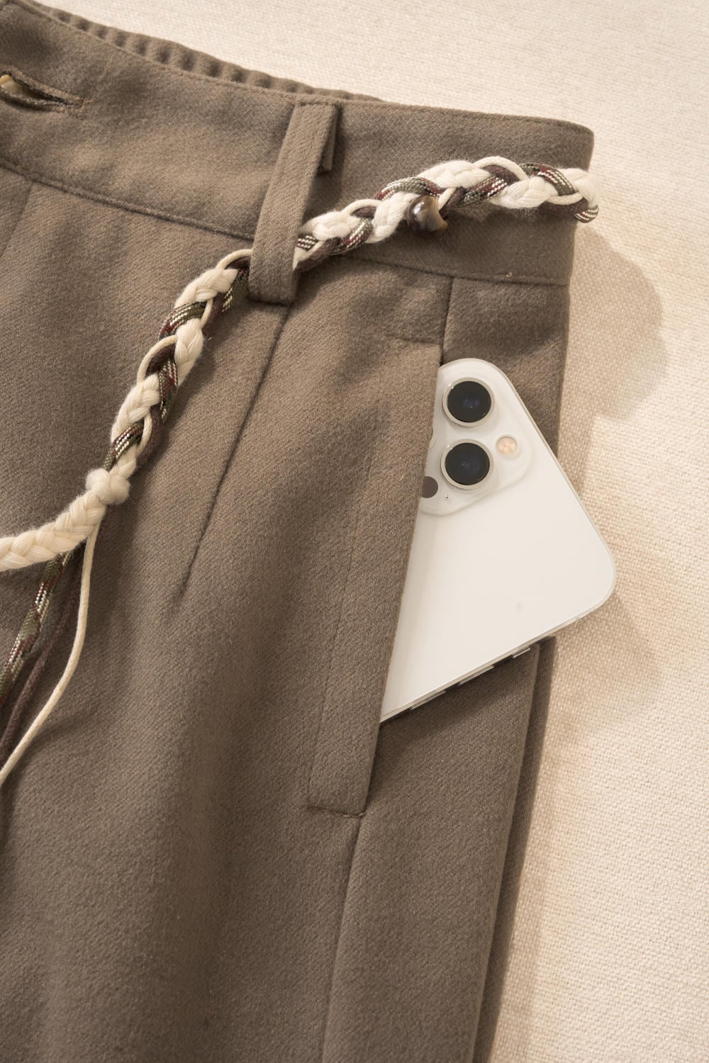 Quần suông dạ YL mềm kèm đai tết cạp chun sau