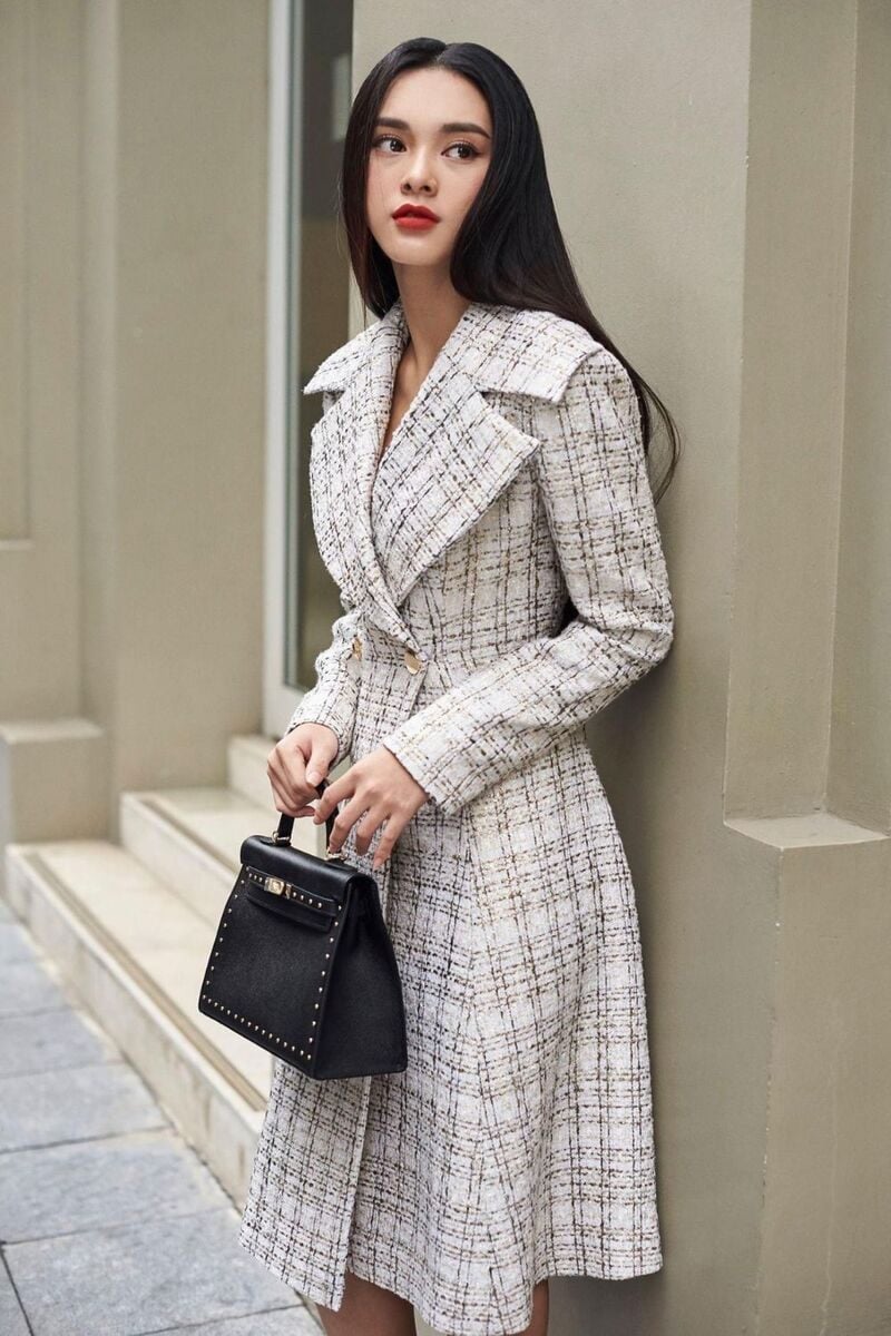 Áo dạ tweed dáng dài