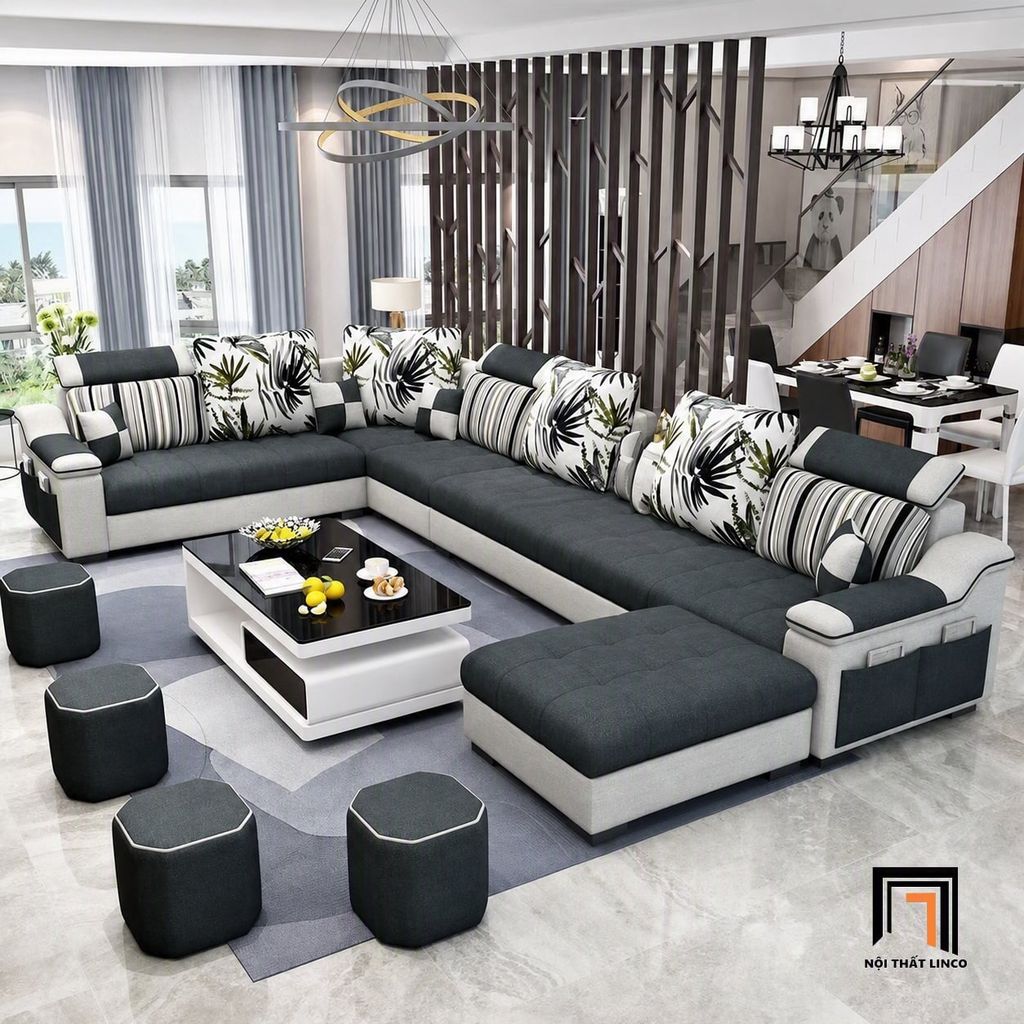 sofa chữ U dài 4m1 cho gia đình