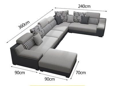 sofa dài chữ U 3m6 cho phòng khách