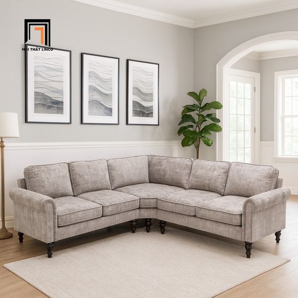 sofa, ghế sofa, bộ ghế sofa góc cong, sofa góc 2m4 x 2m4, sofa góc kiểu dáng hiện đại, bộ ghế sofa châu Âu