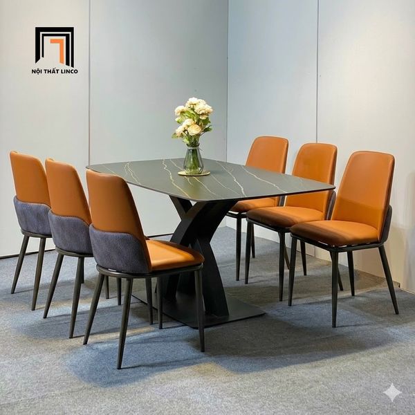 bàn ăn, bộ bàn ăn đá ceramic 6 chỗ ngồi, set bàn ghế ăn hiện đại, bàn ghế ăn cao cấp, bộ bàn ăn gia đình sang trọng