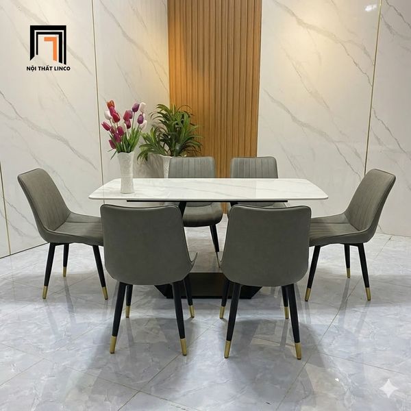 bàn ăn, bộ bàn ghế ăn, bàn ăn 6 ghế sang trọng, bộ bàn ăn hiện đại, bàn ăn 6 ghế ngồi bọc da Pu, bàn ăn giá rẻ