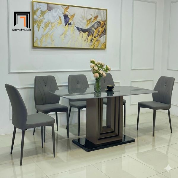 bàn ăn, bộ bàn ăn đá ceramic cao cấp, set bàn ghế ăn kiểu dáng hiện đại, bộ bàn ghế ăn gia đình, bàn ăn 6 chỗ