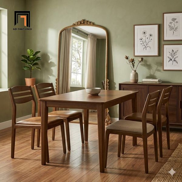 bàn ăn, bộ bàn ghế ăn gỗ walnut, set bàn ăn 1m2 4 chỗ ngồi, bộ bàn ăn phòng bếp gia đình, set bàn ghế ăn giá rẻ