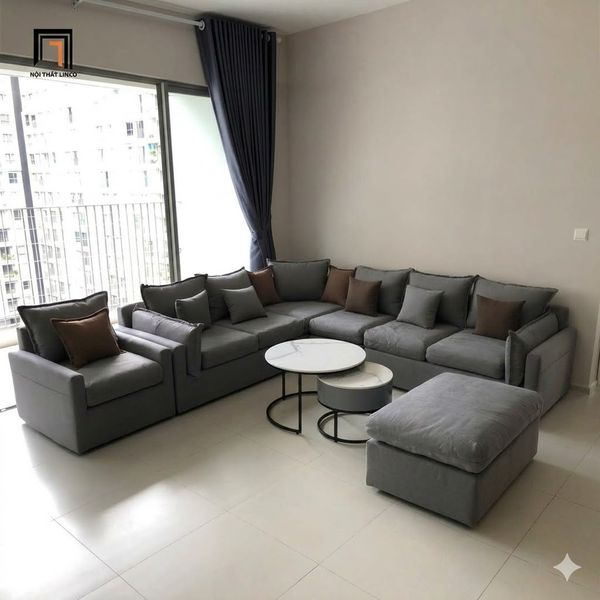 sofa, ghế sofa, bộ ghế sofa góc l vải nỉ 2m8 x 2m2, sofa góc phòng khách gia đình, set ghế sofa phòng khách chung cư