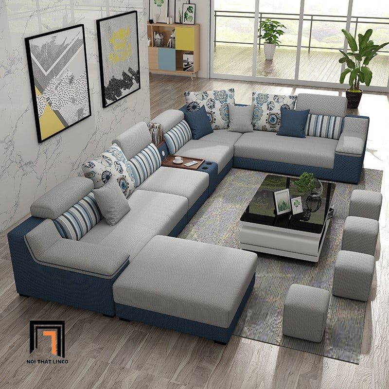 sofa dài chữ U 3m6 cho phòng khách