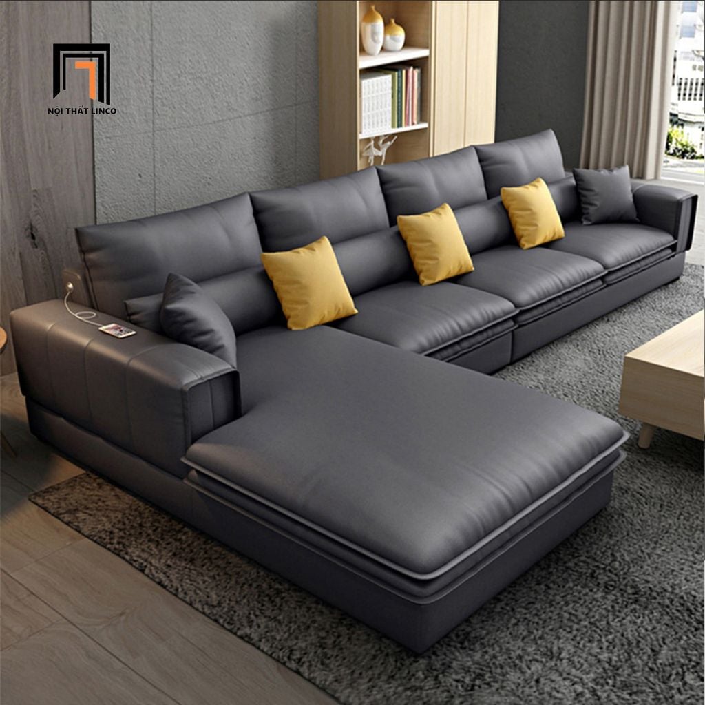 sofa chữ U dài 3m65 phối màu vải đẹp