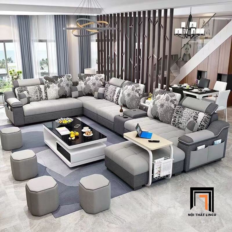 sofa chữ U dài 4m1 cho gia đình
