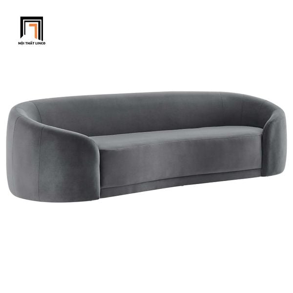 sofa, ghế sofa, sofa cong, sofa băng cong 2m2, sofa băng xám đen vải nhung, ghế sofa sảnh chờ