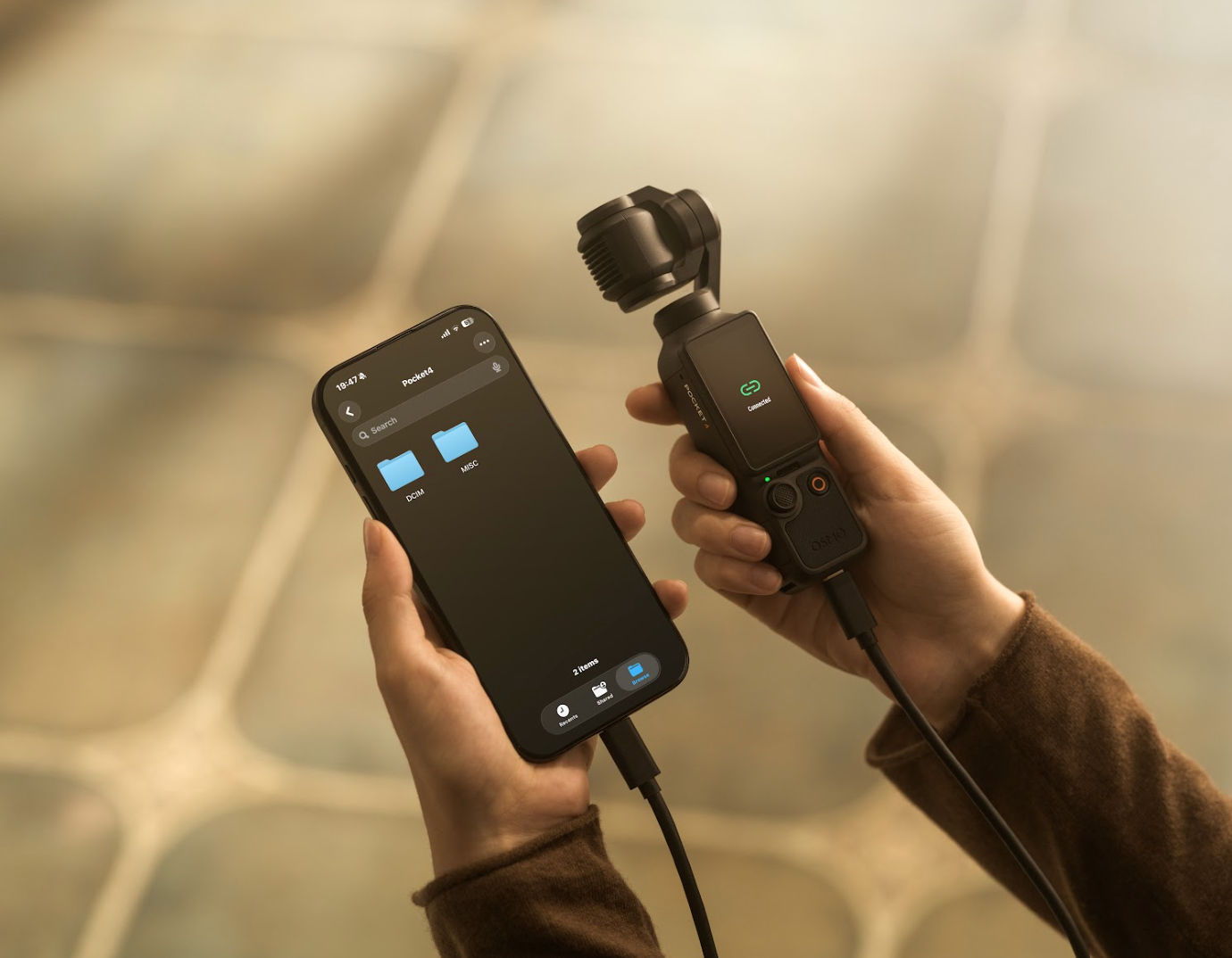 kết nối pocket 4 với điện thoại
