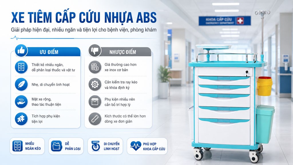 Ưu và nhược điểm xe đựng thuốc nhựa ABS?