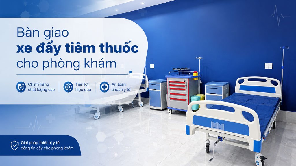 Xe đẩy tiêm thuốc bằng nhựa Abs được bàn giao cho phòng khám