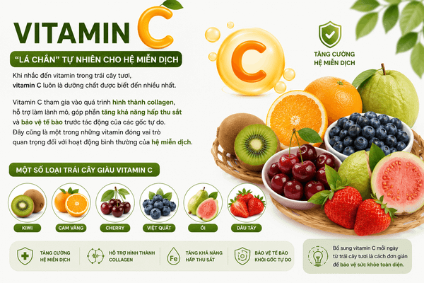 Có Bao Nhiêu Loại Vitamin Trong Trái Cây Tươi? Kiwi, cam vàng, cherry, việt quất, ổi và dâu tây là những loại trái cây giàu vitamin C.
