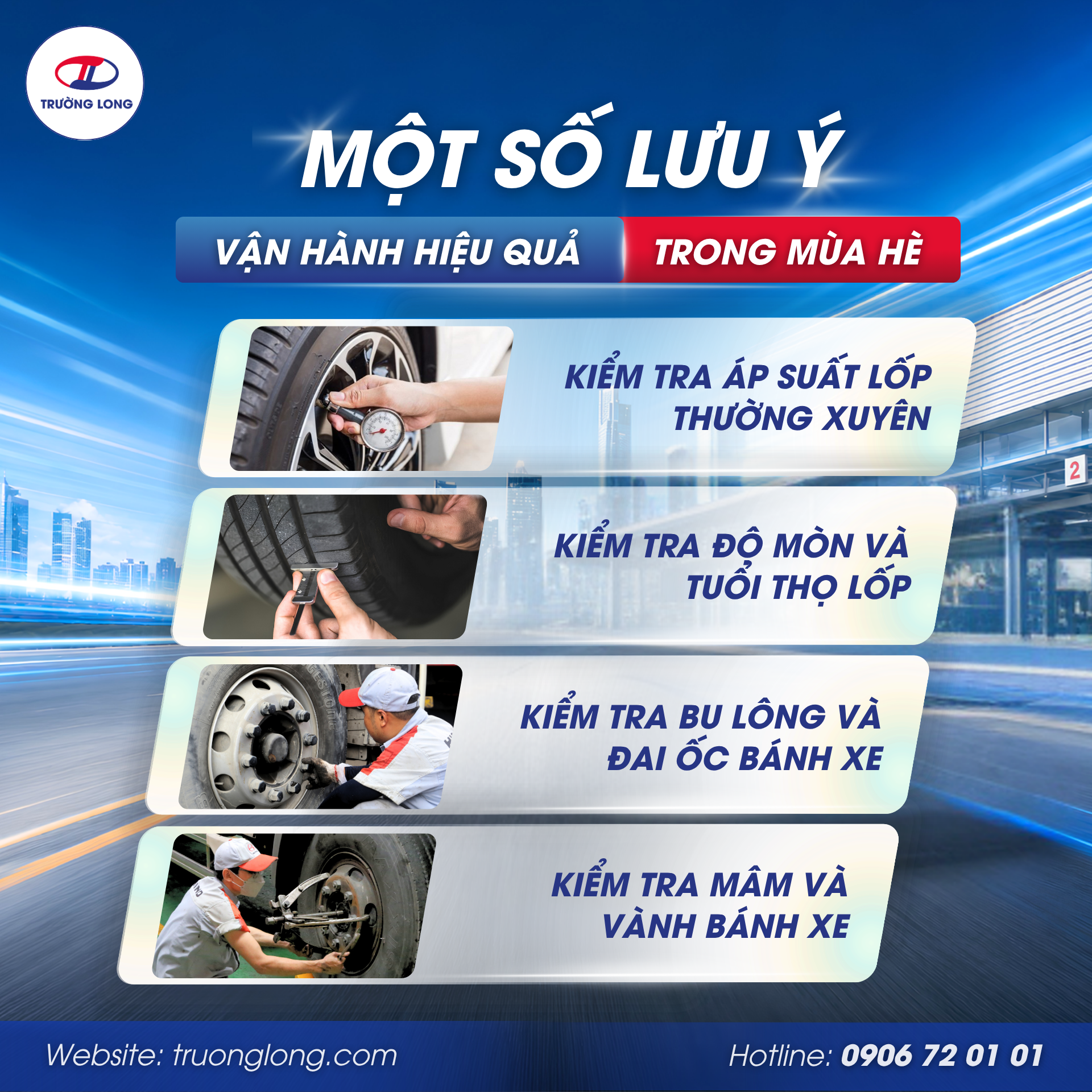 Một số lưu ý về lốp xe trong mùa nóng