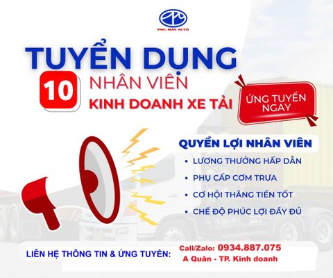 CẦN TUYỂN - SALE KINH DOANH & NHÂN VIÊN KỸ THUẬT SỬA XE TẢI NĂM 2026 LÀM VIỆC TẠI PHÚ MỸ (VŨNG TÀU) VÀ BIÊN HÒA (ĐỒNG NAI)
