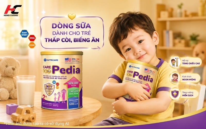 Care 100 Pedia là dòng sữa dinh dưỡng cho trẻ em biếng ăn