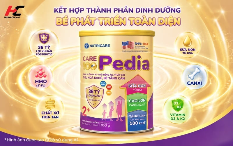 Care 100 Pedia kết hợp nhiều thành phần giúp bé phát triển