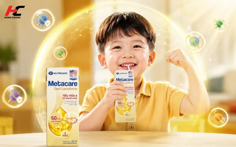 Metacare Opti Lactoferrin - dinh dưỡng tiện lợi tăng đề kháng cho bé sinh mổ